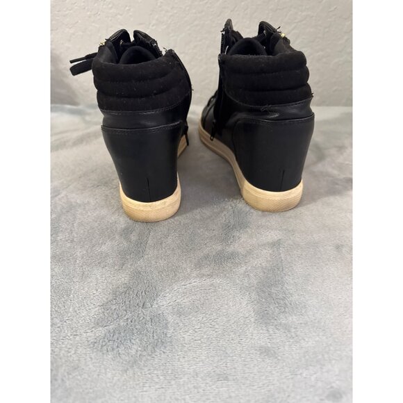 Aldo 3” Platform Black Sneaker Bootie Zipper Wms 7/8 - Picture 4 of 5